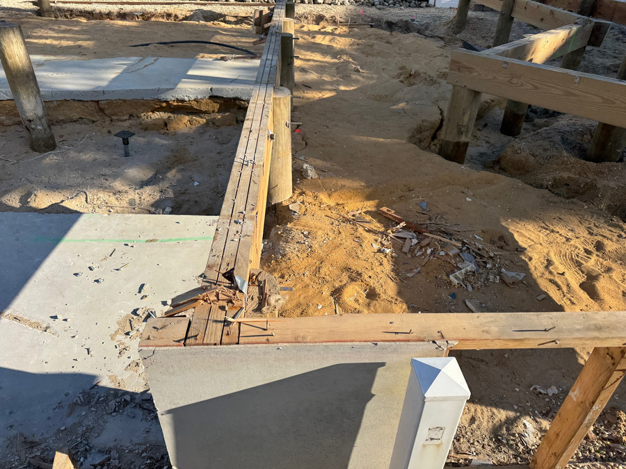 New pilings and girders at the addition