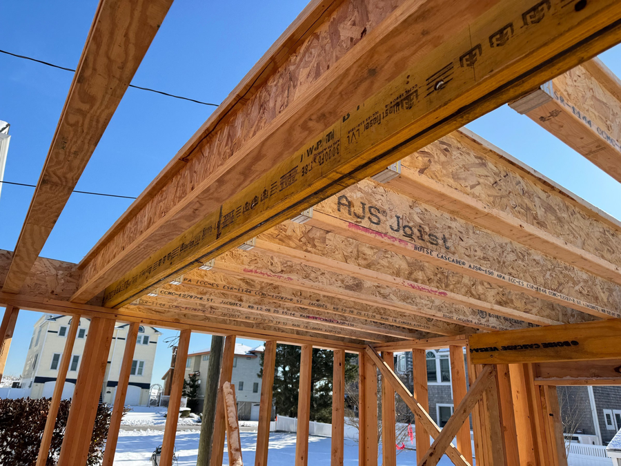 Engineered joists and beams on the new floor