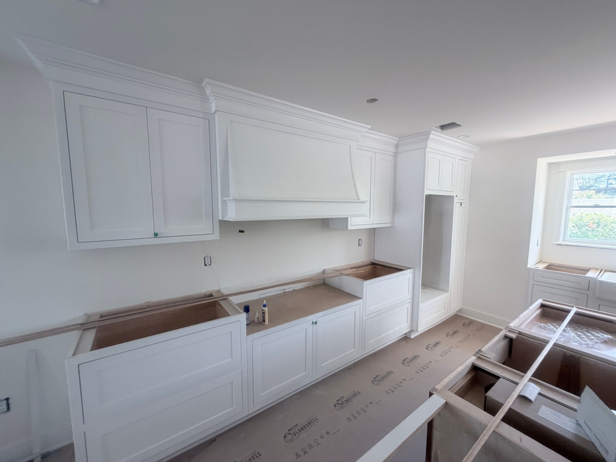 Kitchen cabinets and range hood set