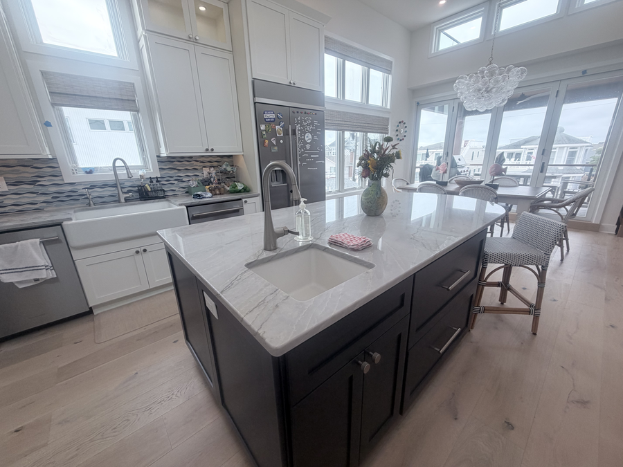 Island and bright kitchen toward the dining area