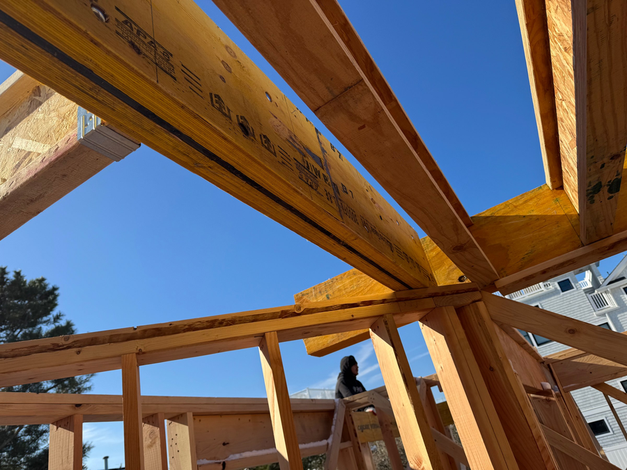 Roof framing over the new upper floor