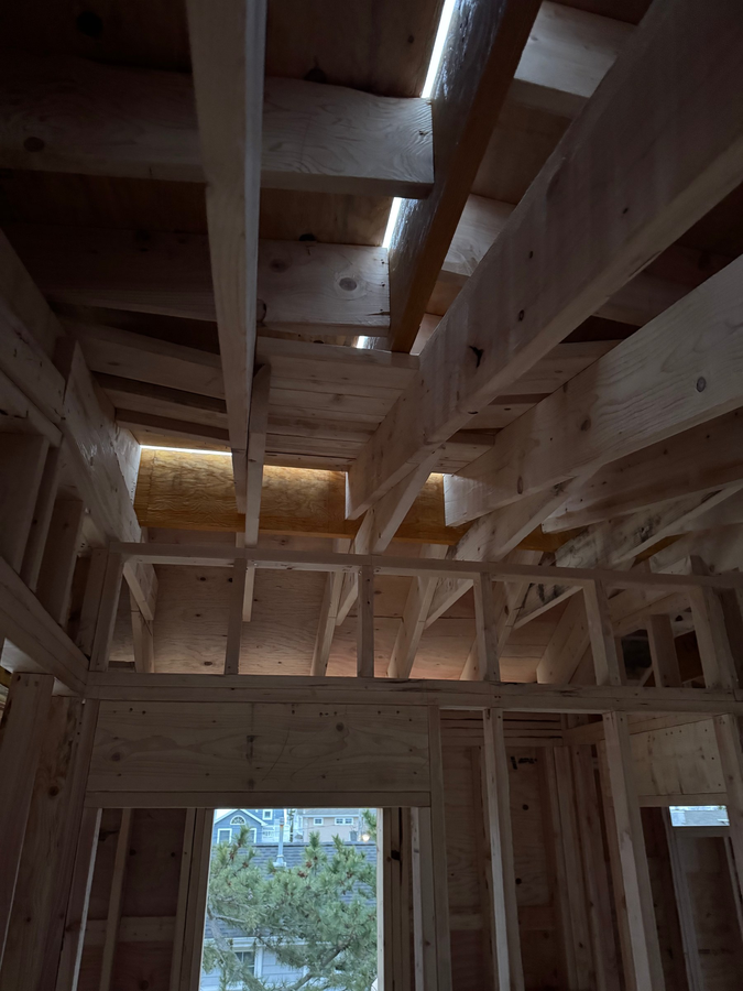 Ceiling framing inside the new upper floor
