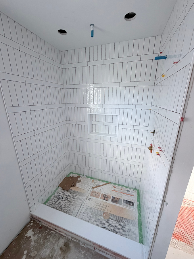 Shower tile in progress