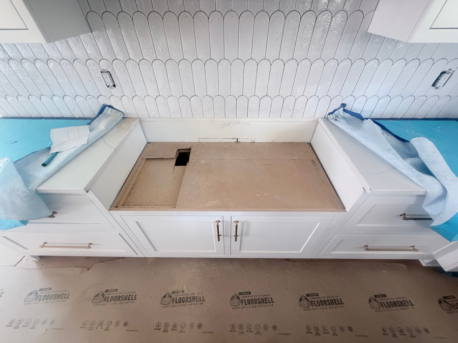 Cabinetry going in
