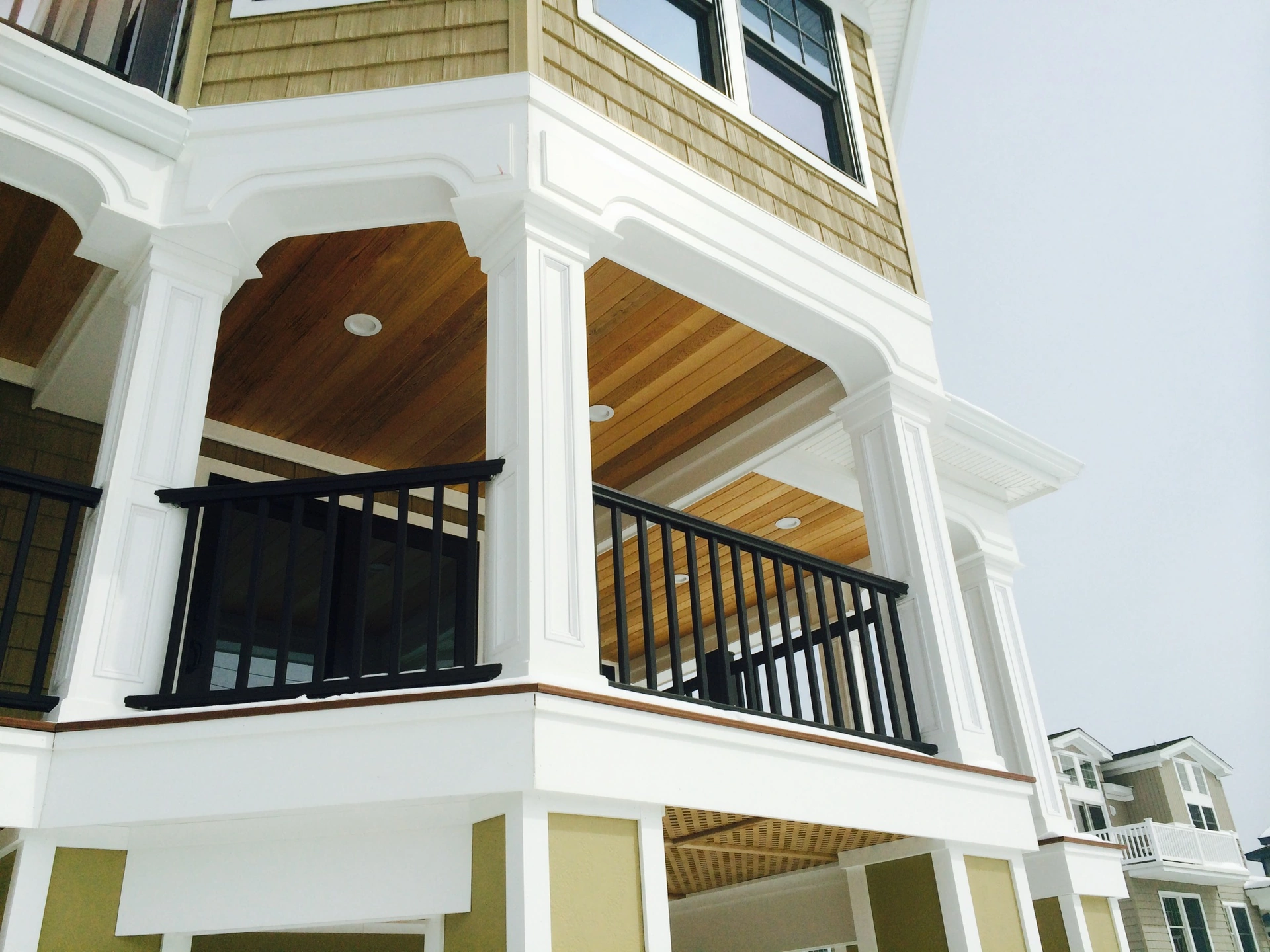 Finished outdoor living space at a coastal home